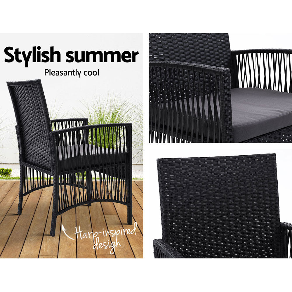 Sillas de comedor para exteriores Gardeon de 2 piezas, muebles de patio, sillón de mimbre para jardín