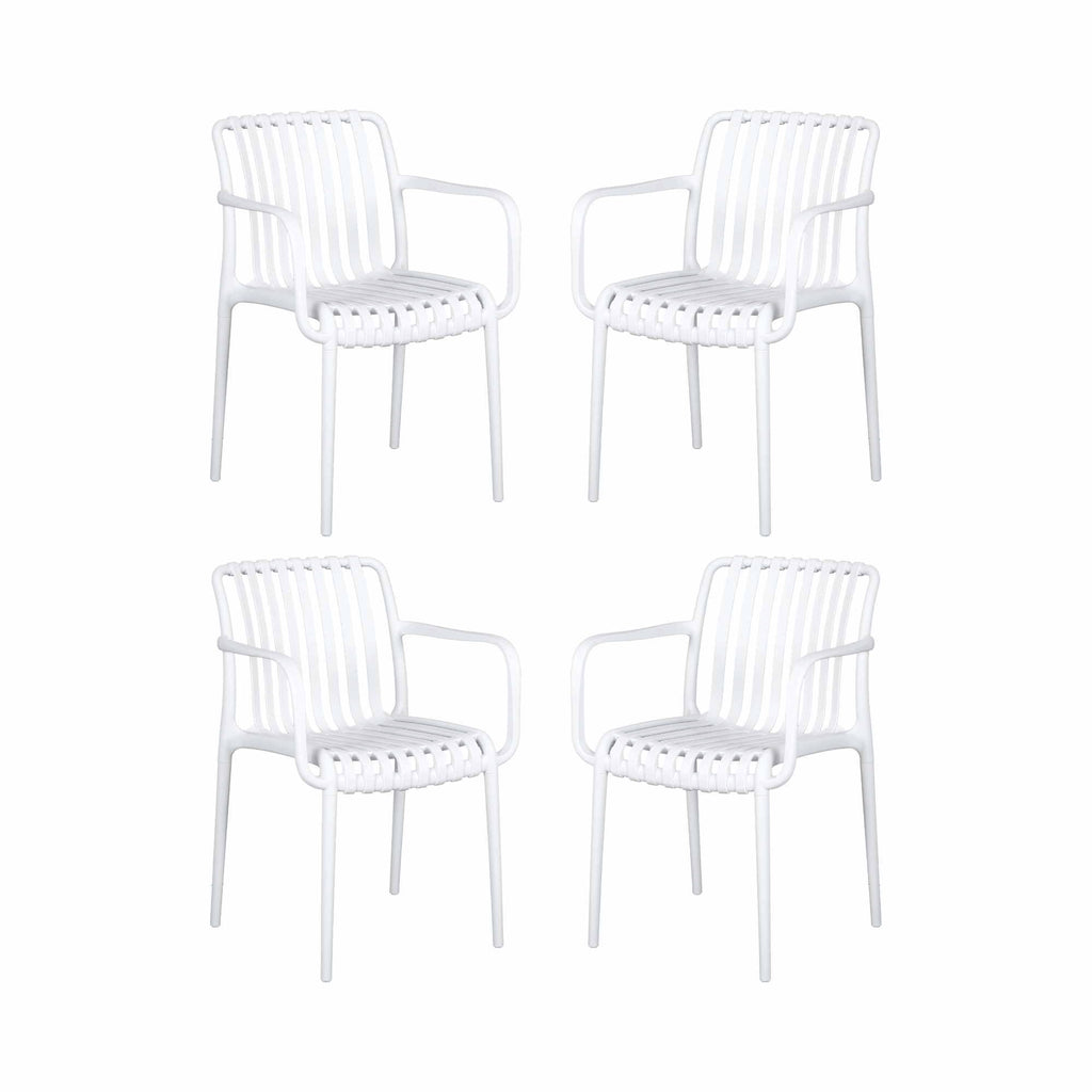 Gardeon 4PC Outdoor Dining Chairs Patio Furniture PP Stackable Chair Garden White