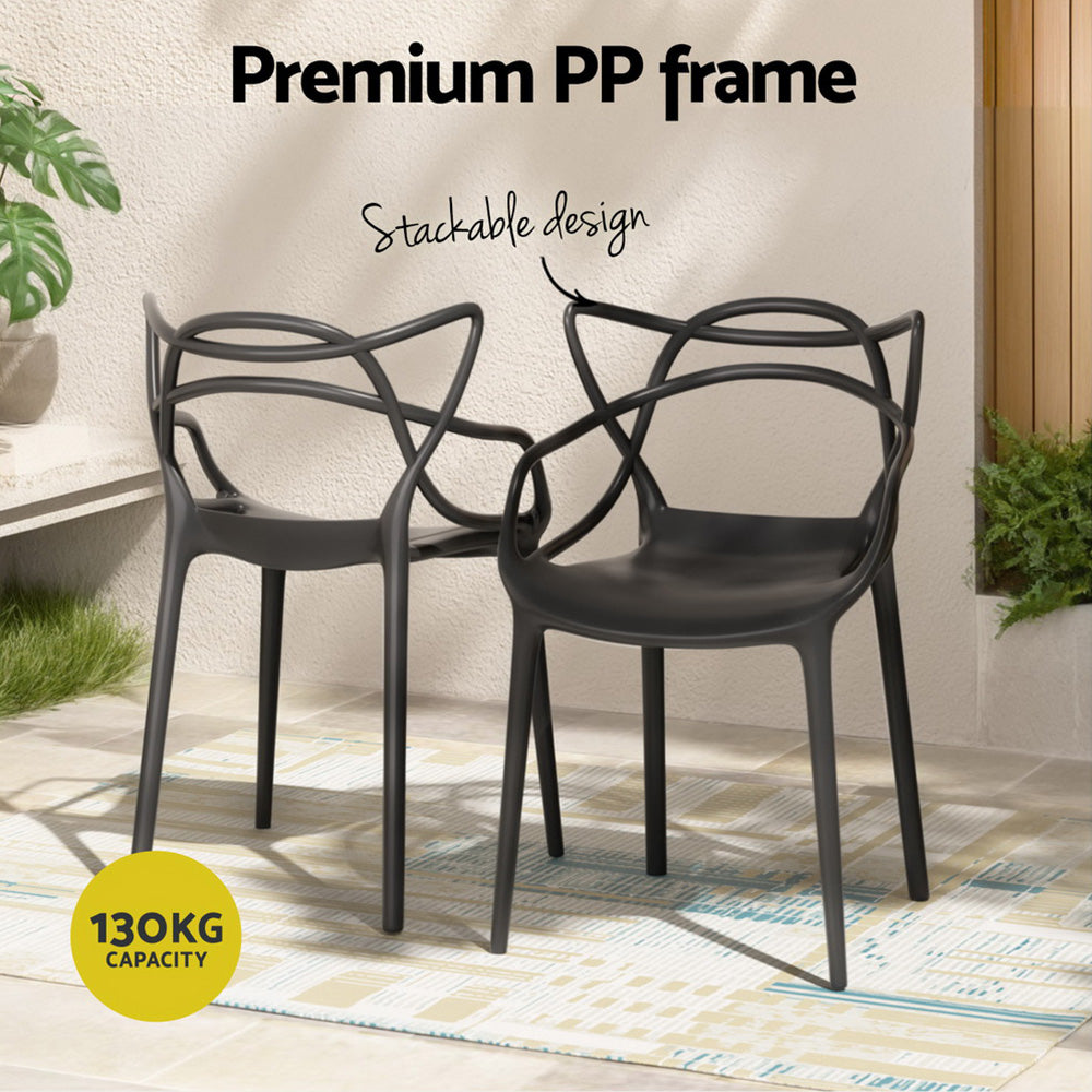 Gardeon 4PC Outdoor Dining Chairs PP Portable Stackable Chair Patio Furniture