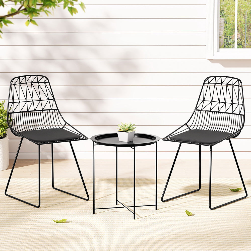 Gardeon 3PC Outdoor Bistro Set Patio Furniture Lounge Chairs Table Garden