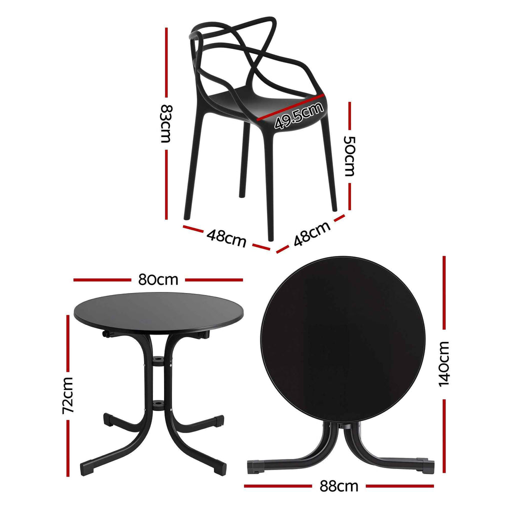 Gardeon 5PCS Outdoor Dining Set Table and Chairs Garden Patio Furniture Entwine Black