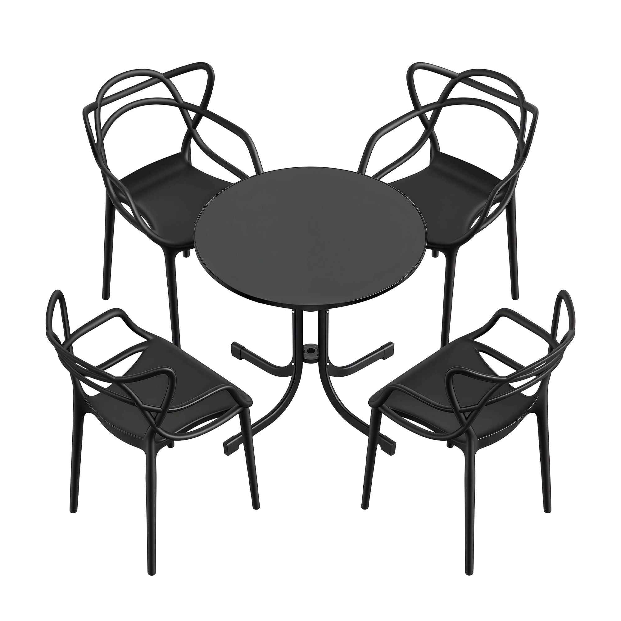 Gardeon 5PCS Outdoor Dining Set Table and Chairs Garden Patio Furniture Entwine Black