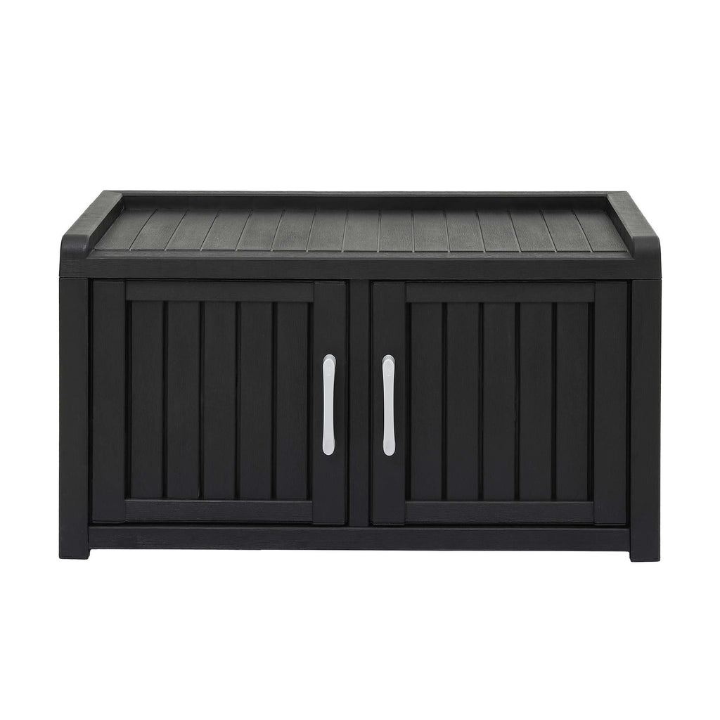 Outdoor Storage Box Bench Shoe Cabinet with Shelf Resin 81cm Black