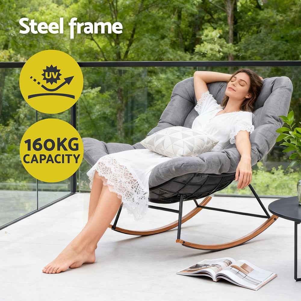 Gardeon Outdoor Rocking Chair Furniture Papasan Recliner Garden Patio Lounge Setting