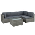 Conjunto de sofás de exterior de 5 piezas Gardeon, conjunto de sofá tipo lounge de mimbre de 4 plazas, color gris 