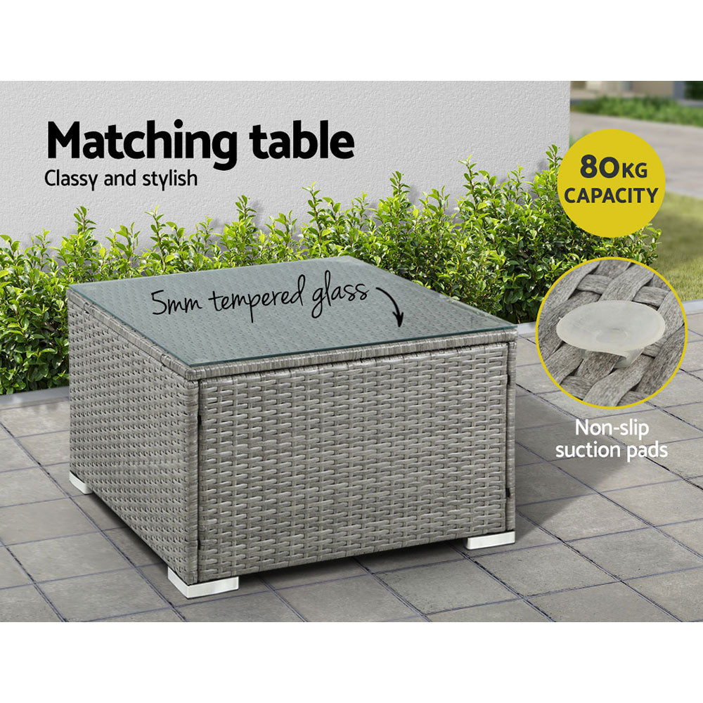Conjunto de sofás de exterior de 5 piezas Gardeon, conjunto de sofá tipo lounge de mimbre de 4 plazas, color gris 