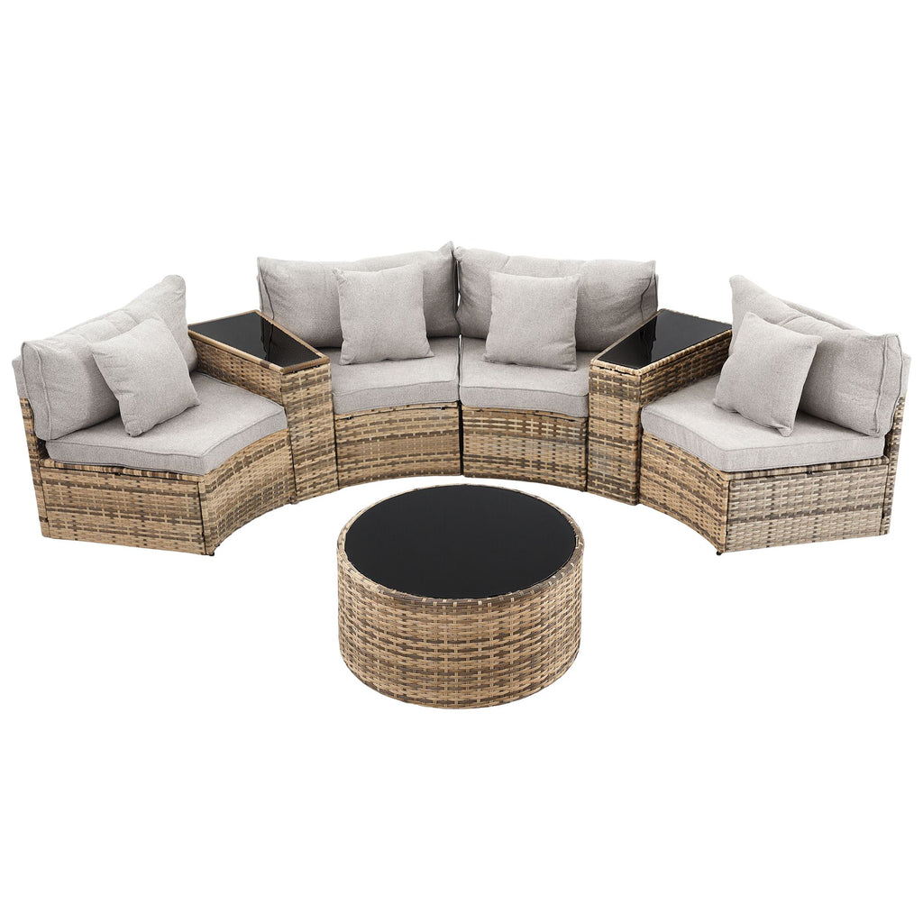 Gardeon 4 Seater Outdoor Sofa Set 7PCS Table Chair Brown Rattan Patio Furniture