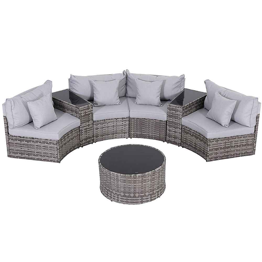 Gardeon 4 Seater Outdoor Sofa Set 7PCS Table Chair Set Garden Rattan Patio Furniture