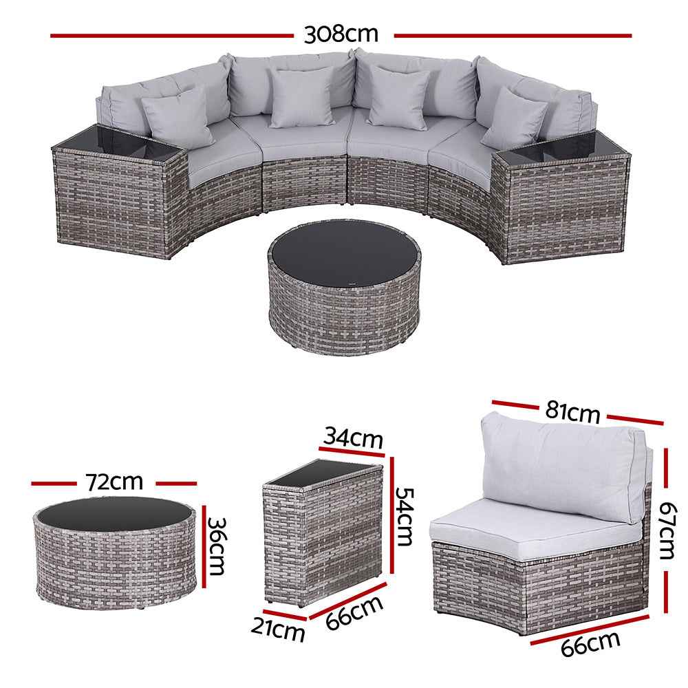 Gardeon 4 Seater Outdoor Sofa Set 7PCS Table Chair Set Garden Rattan Patio Furniture