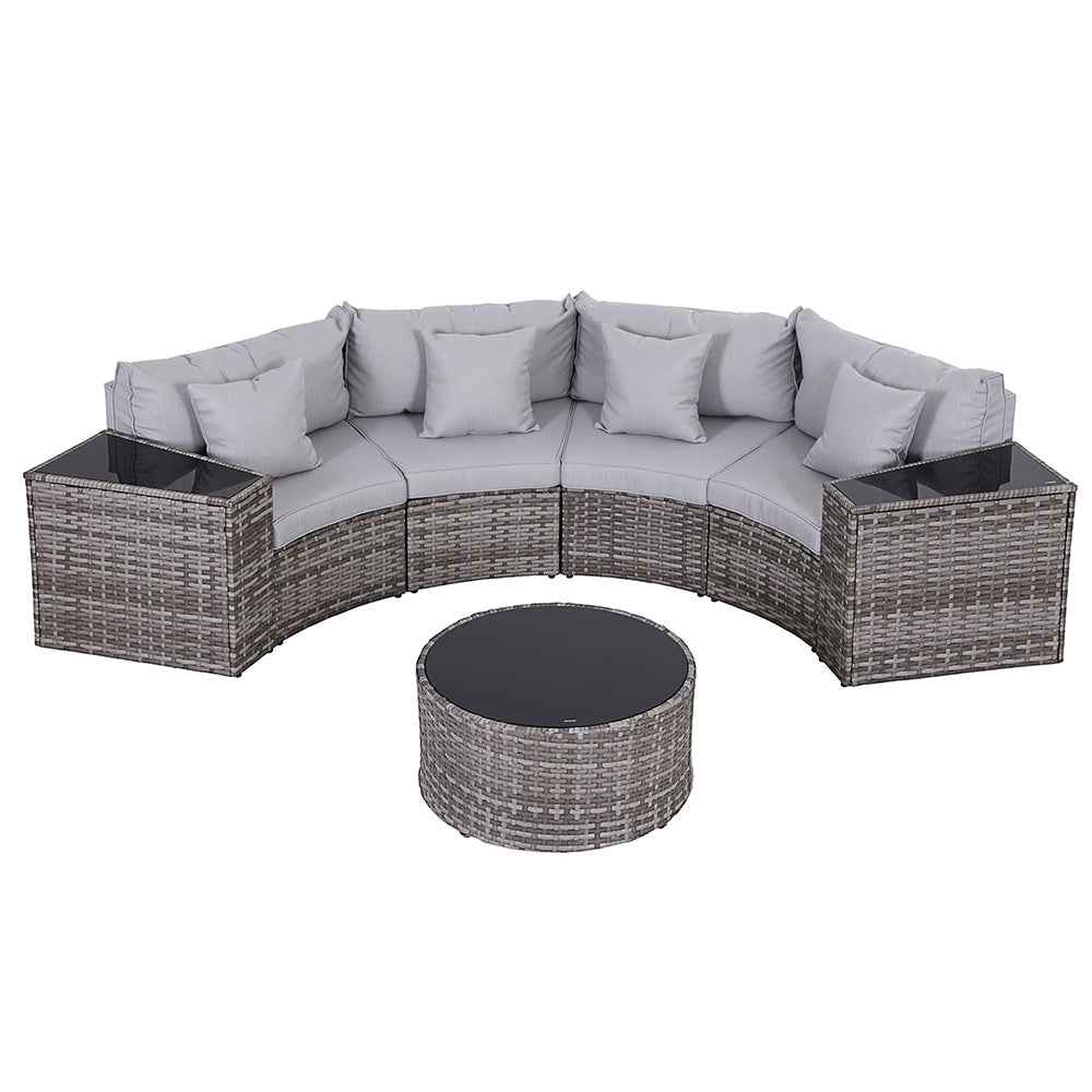 Gardeon 4 Seater Outdoor Sofa Set 7PCS Table Chair Set Garden Rattan Patio Furniture
