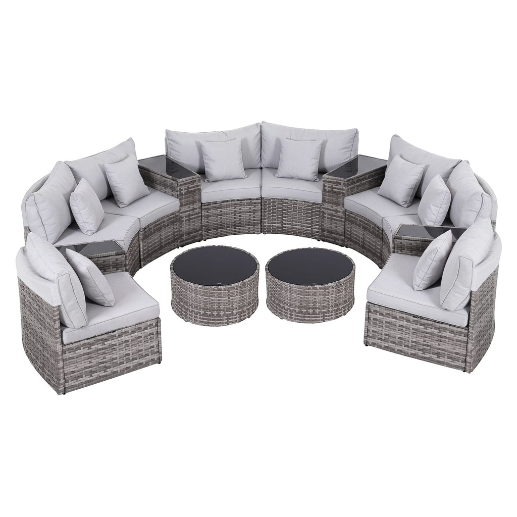 Gardeon 8 Seater Outdoor Sofa Set 14PCS Table Chair Set Rattan Patio Furniture