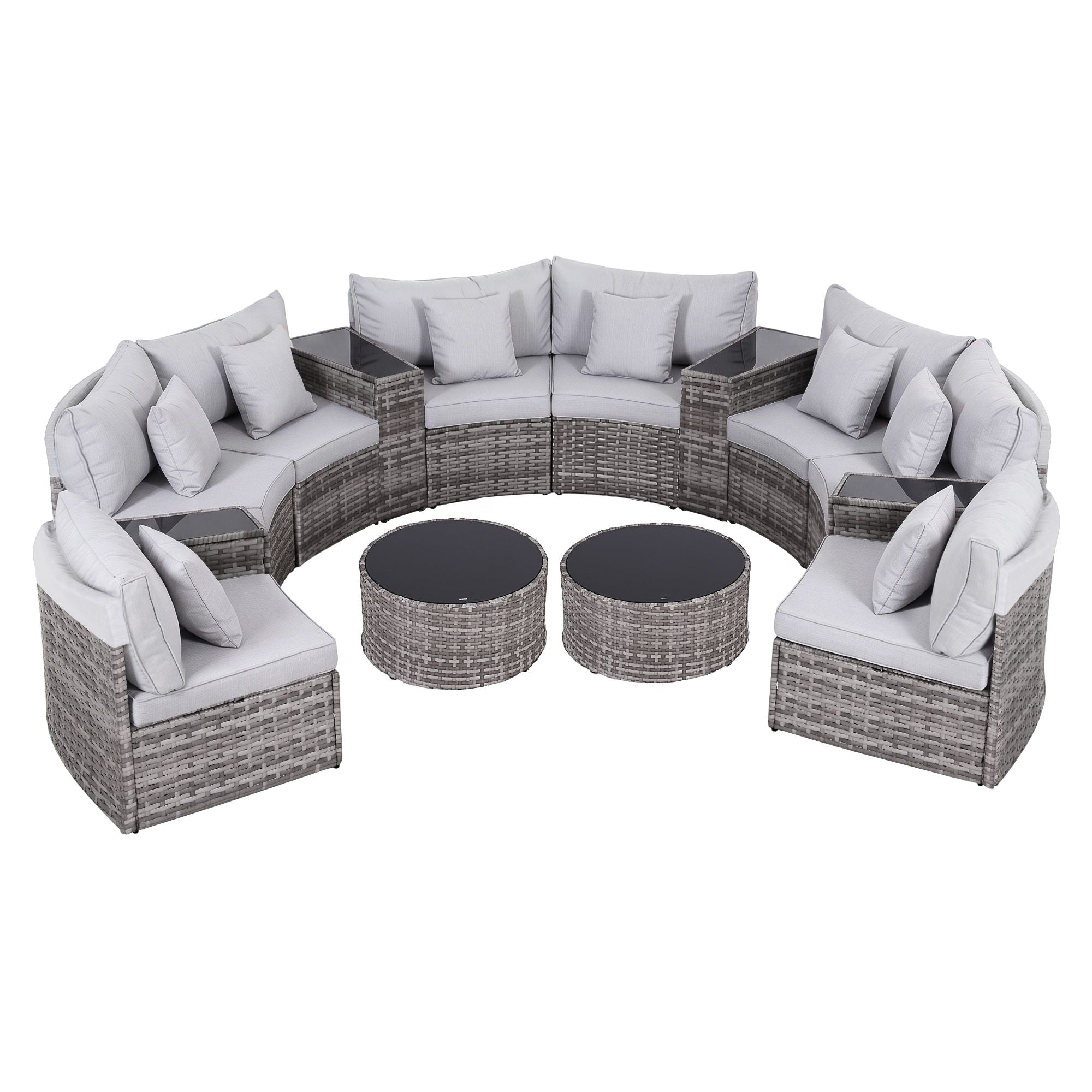 Gardeon 8 Seater Outdoor Sofa Set 14PCS Table Chair Set Rattan Patio Furniture