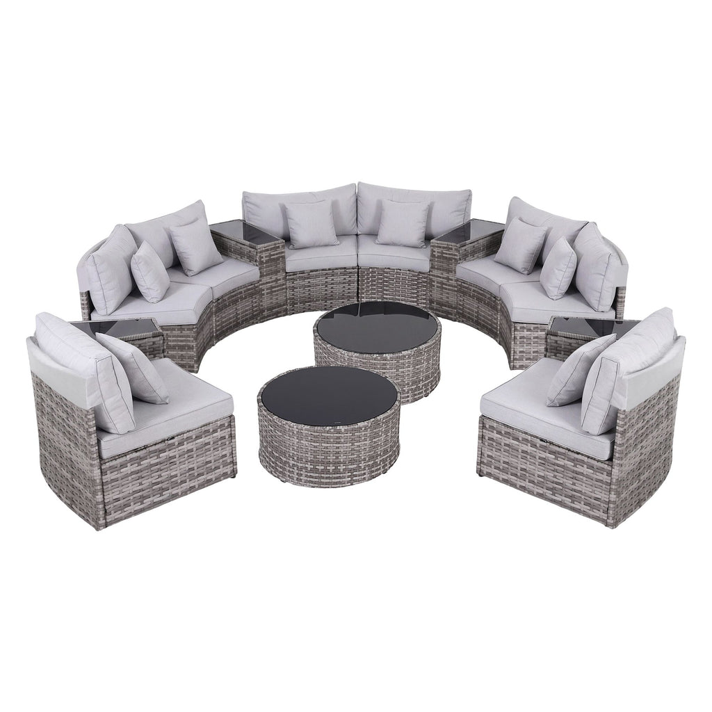 Gardeon 8 Seater Outdoor Sofa Set 14PCS Table Chair Set Rattan Patio Furniture
