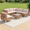 Gardeon 6 Seater Outdoor Sofa Set 7PCS Table Chair Set Garden Rattan Patio Furniture