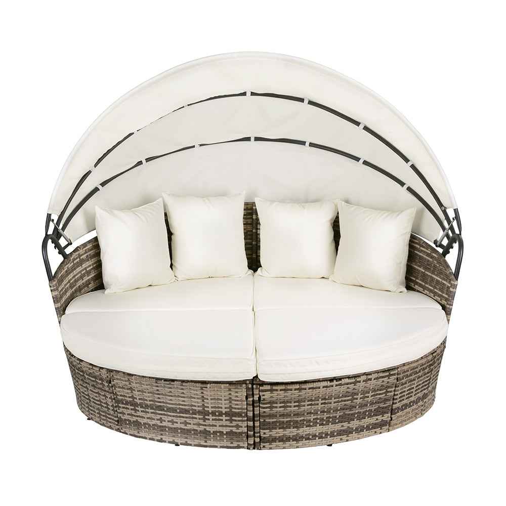 Gardeon Outdoor Day Bed Sun Lounge Setting Wicker Lounger Furniture Patio Beige Set of 3