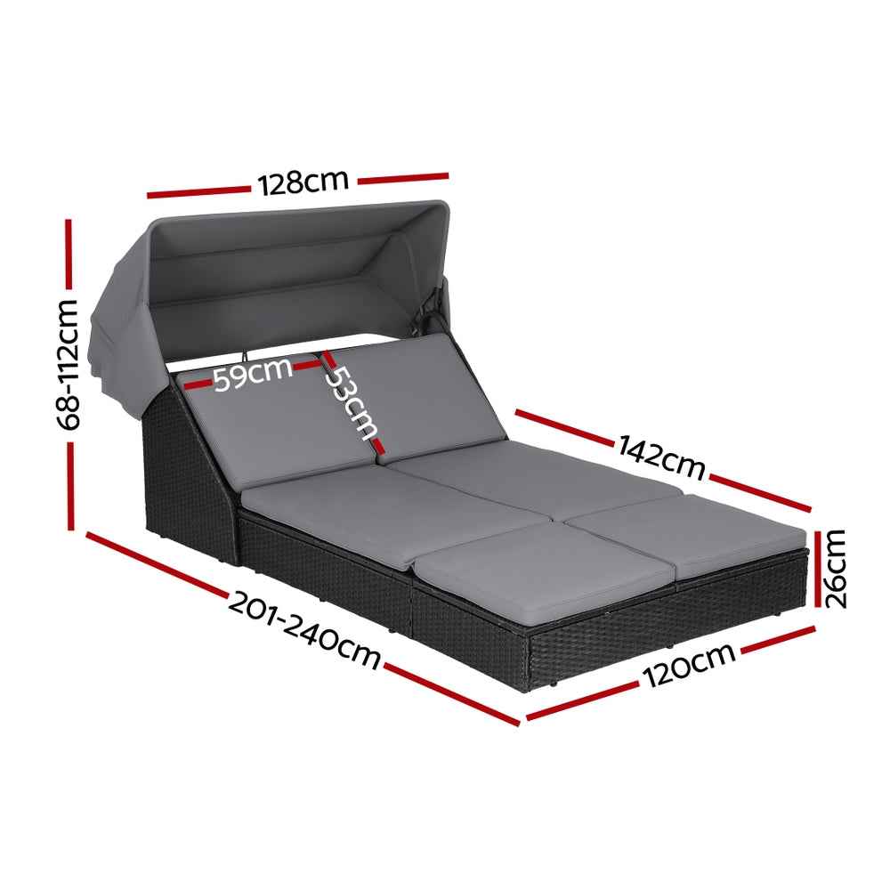 Gardeon Outdoor Day Bed Sun Lounge Setting Wicker Lounger Patio Furniture