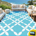 Gardeon Outdoor Rugs 274x366cm Large Carpet Reversible Area Mat PP Dual-Sided Patio Rug Light Blue