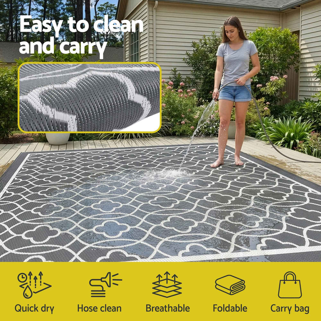 Gardeon Outdoor Rugs 274x366cm Large Carpet Reversible Area Mat PP Dual-Sided Patio Rug