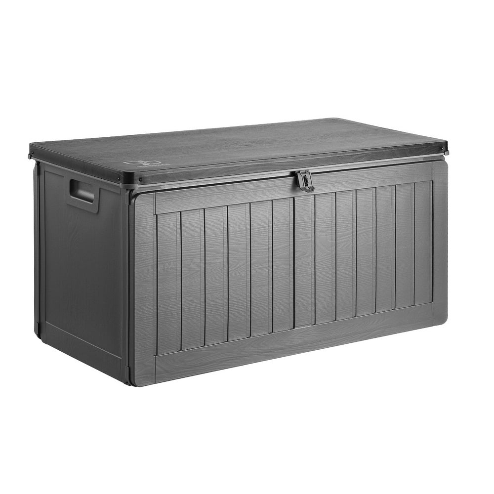 Caja de almacenamiento para exteriores Gardeon de 190 l, contenedor con cerradura, banco de jardín, cobertizo para herramientas, color negro