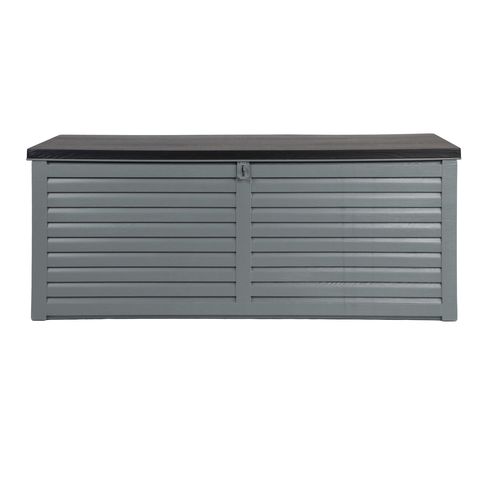 Caja de almacenamiento para exteriores Gardeon, contenedor de 390 l con cerradura, banco de jardín, cobertizo para herramientas y juguetes, color negro