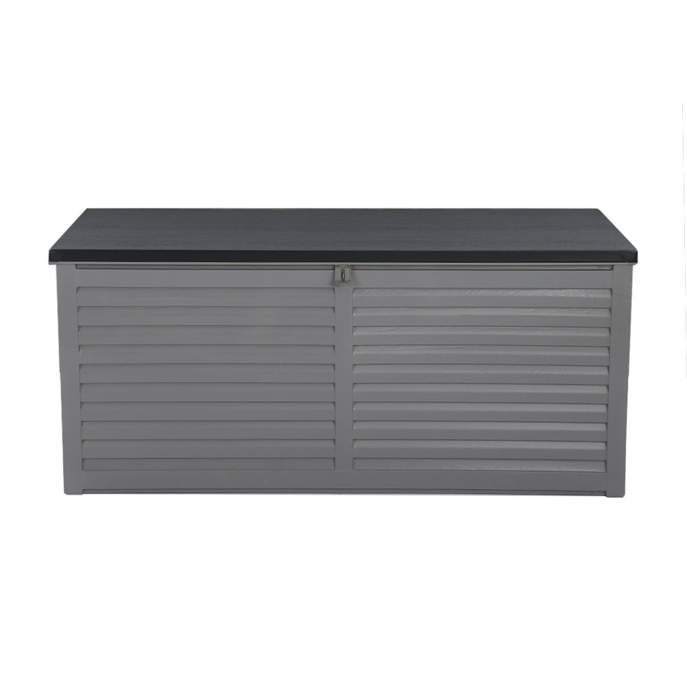 Gardeon Outdoor Storage Box 490L Container Lockable Garden Bench Tools Toy Shed Black - YDS.com.au