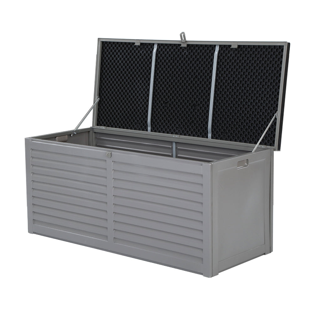 Gardeon Outdoor Storage Box 490L Container Lockable Garden Bench Tools Toy Shed Black - YDS.com.au
