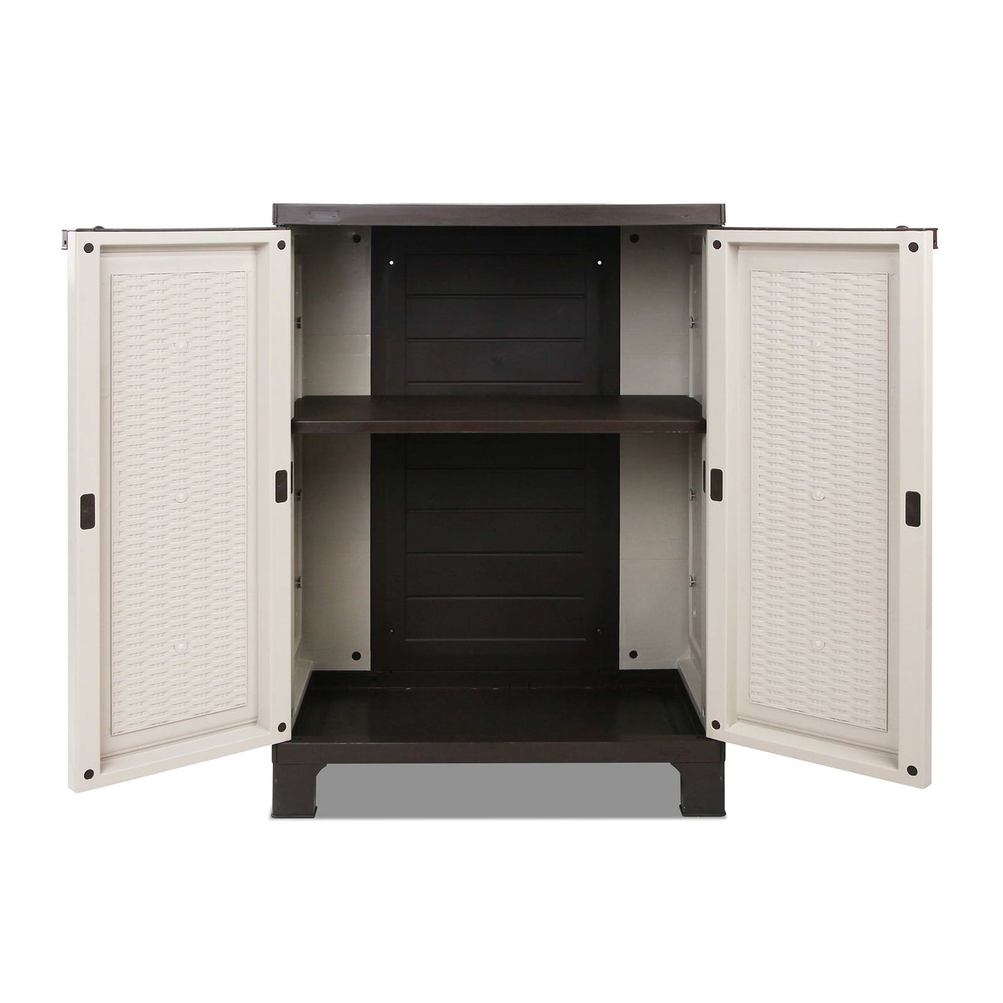 Gardeon Outdoor Storage Cabinet Box 92cm Lockable Cupboard Sheds Adjustable Rattan Beige