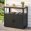 Gardeon Outdoor Storage Cabinet Garden Potting Bench Stainless Steel Table Top Black