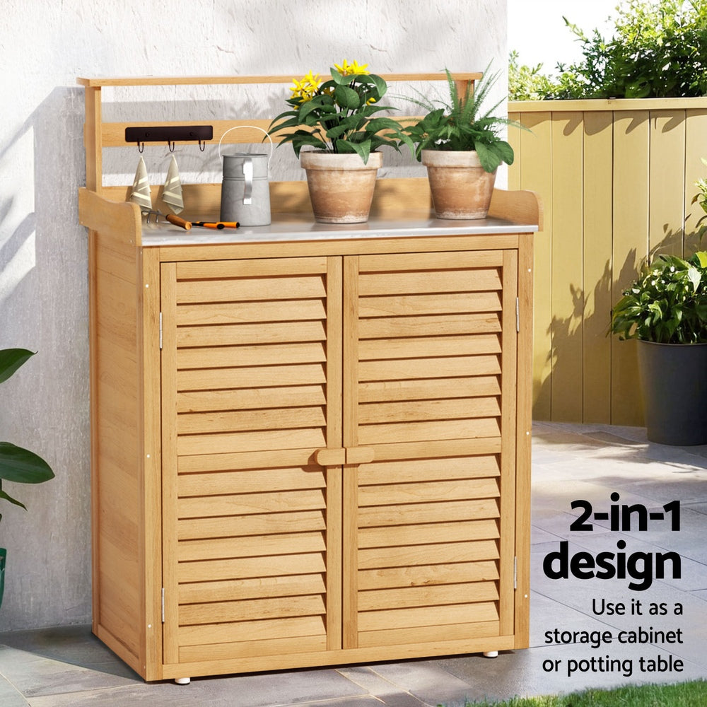 Gardeon Outdoor Storage Cabinet Box Potting Bench Table Shelf Chest Garden Shed