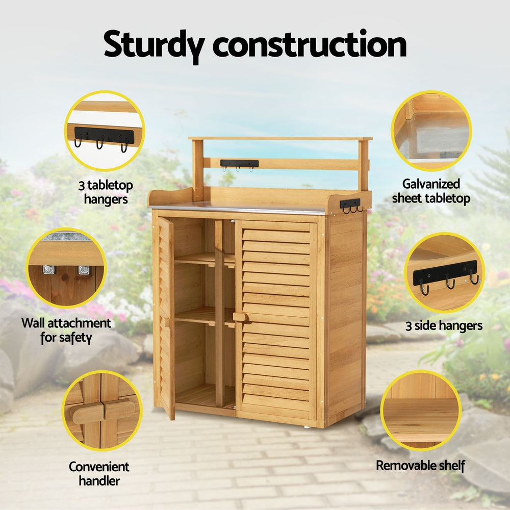 Gardeon Outdoor Storage Cabinet Box Potting Bench Table Shelf Chest Garden Shed