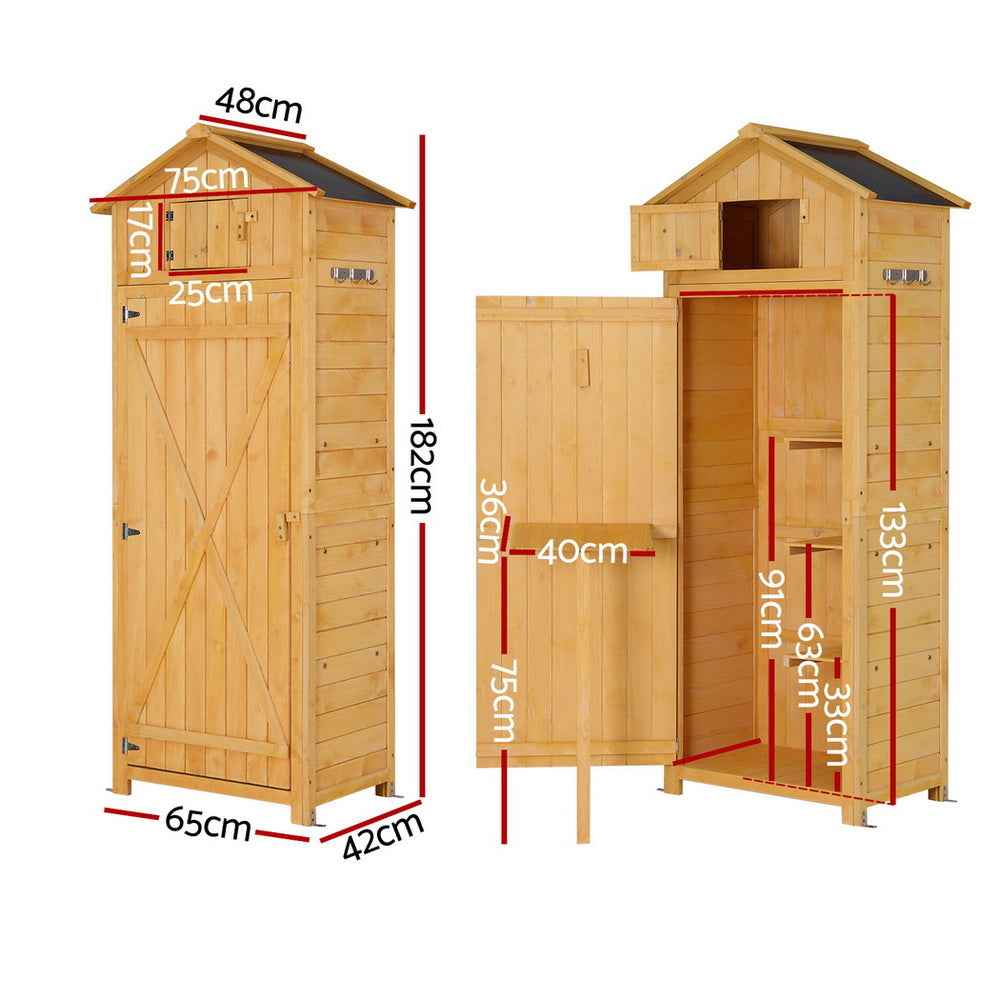 Gardeon Outdoor Storage Cabinet Cupboard Folding Table Tool Organizer Shed Adjustable