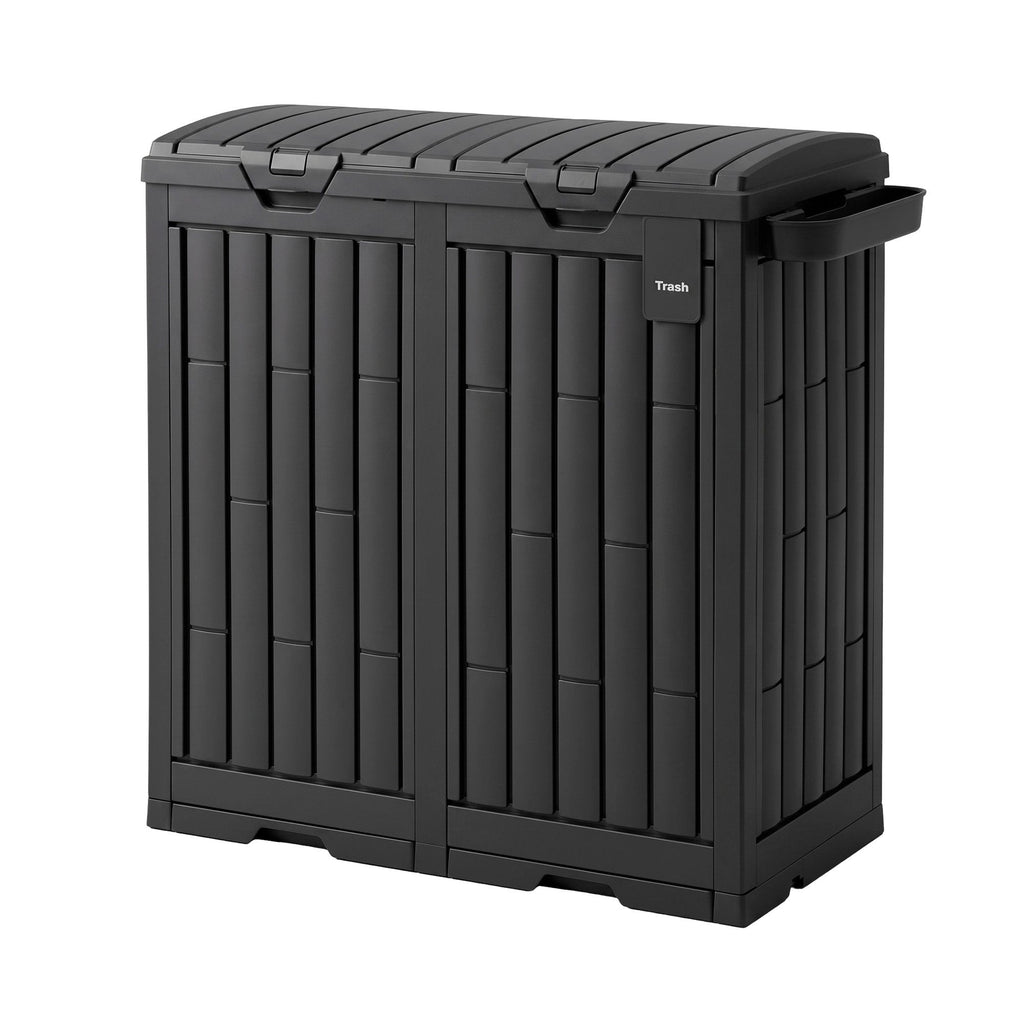Gardeon Outdoor Trash Cans Dual Compartment Trash Can 220L Black