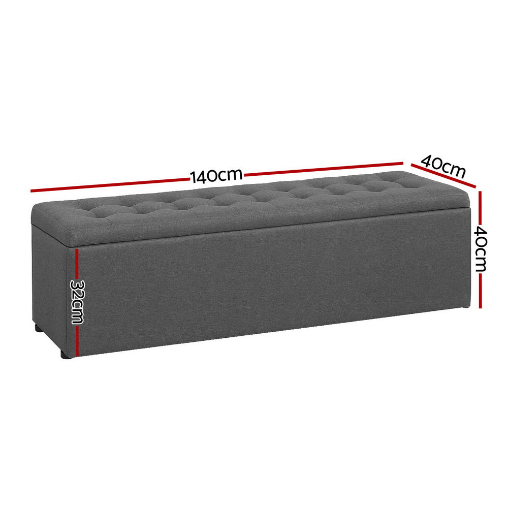 Artiss Storage Ottoman Blanket Box 140cm Linen Dark Grey