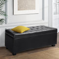 Artiss Storage Ottoman Blanket Box 97cm Leather Black - YDS.com.au