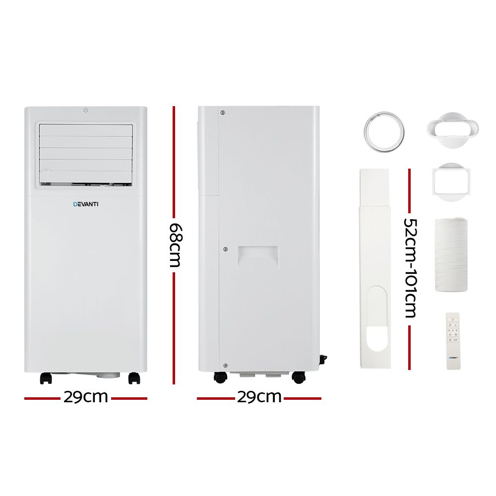 Devanti Portable Air Conditioner 7000BTU Cooling Mobile Fan Cooler Dehumidifier
