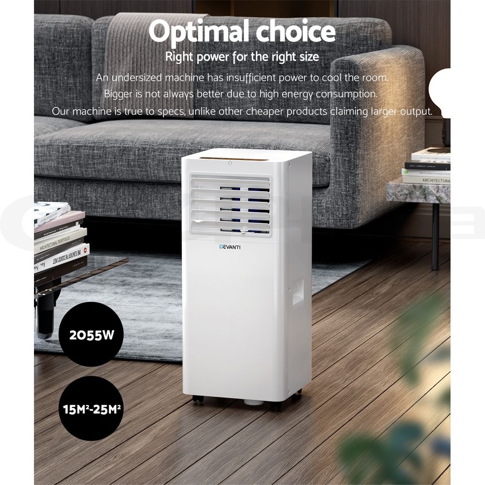 Devanti Portable Air Conditioner 7000BTU Cooling Mobile Fan Cooler Dehumidifier