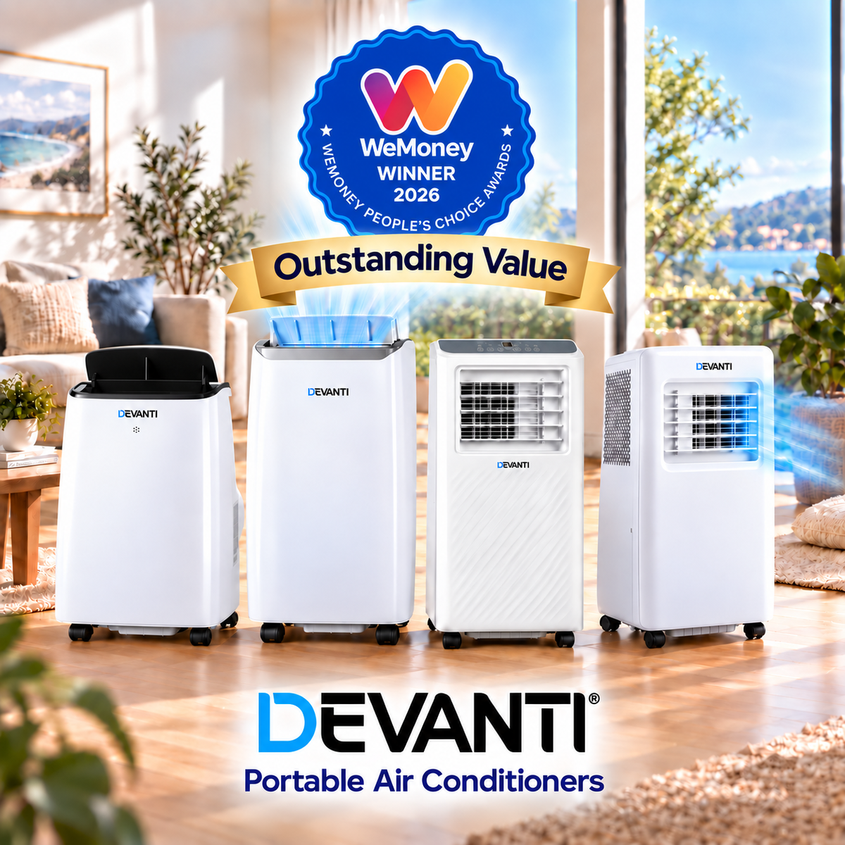 3-in-1 Devanti Portable Air Conditioner Dehumidifier Fan 7000BTU