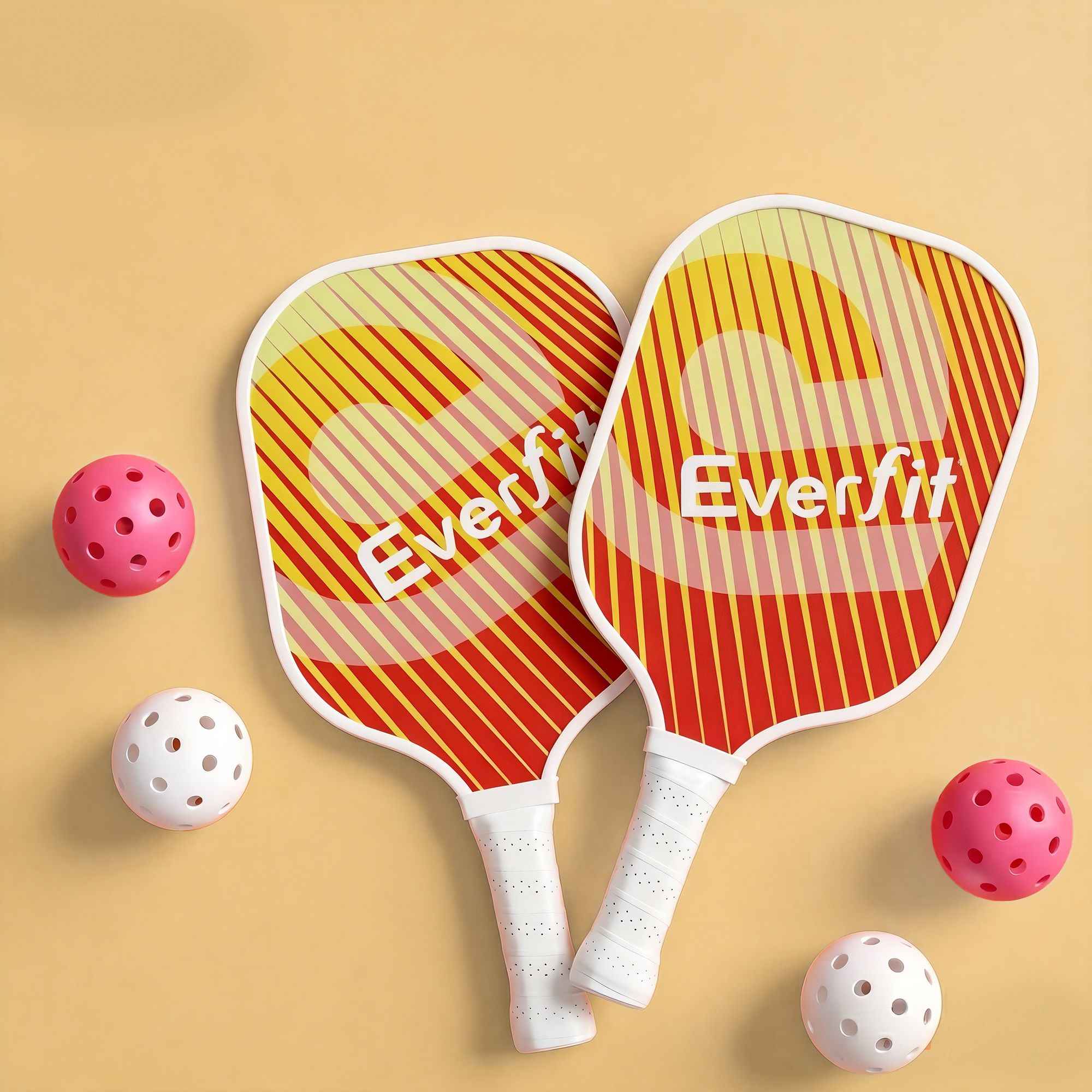 Everfit Pickleball Paddle Set Fibreglass Racquet Honeycomb Core With Bag Orange