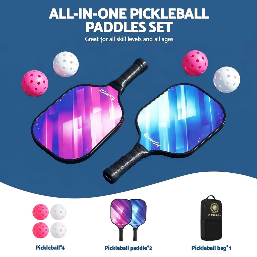 Everfit Pickleball Paddle Set Fibreglass Racquet Honeycomb Core With Bag