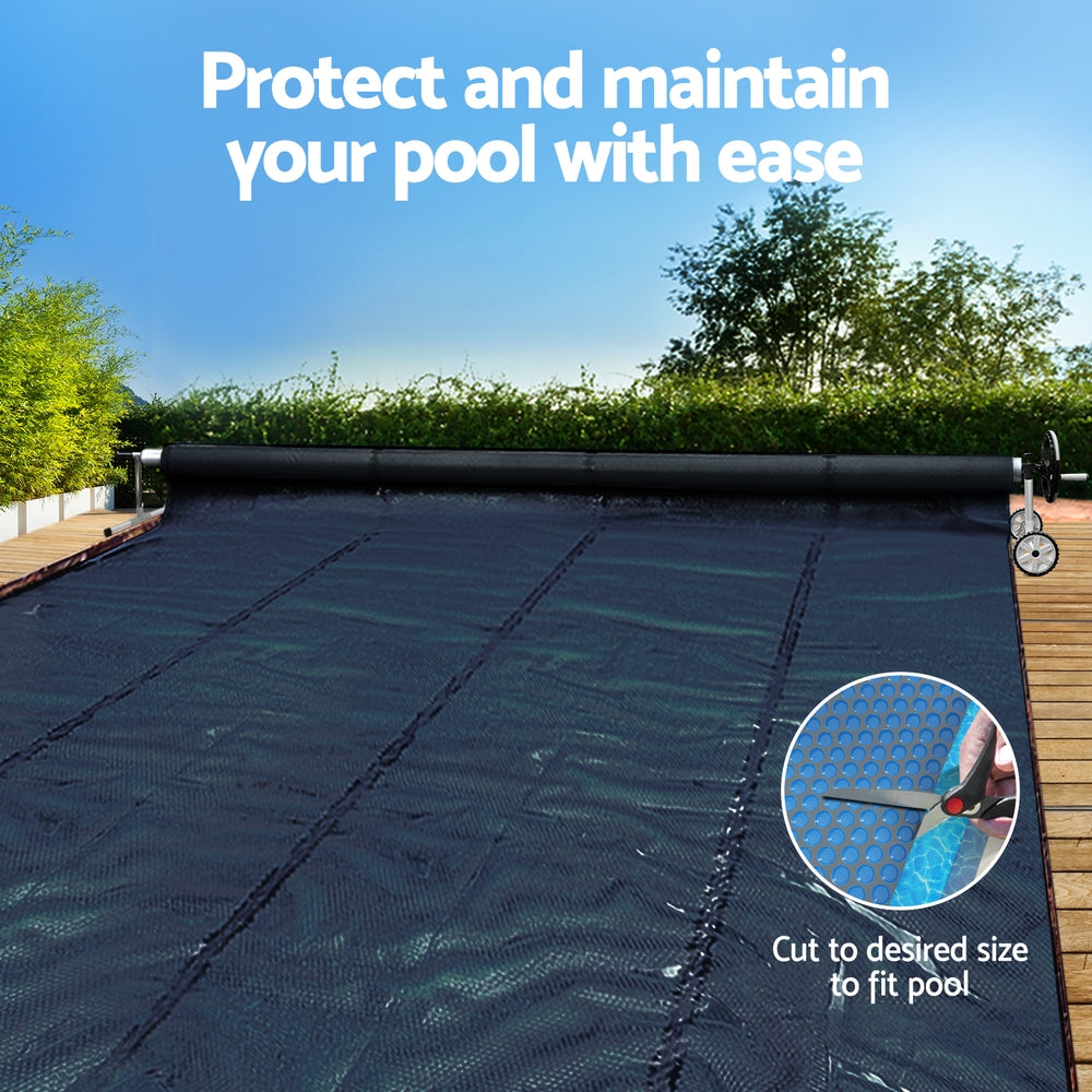 Aqua Buddy Pool Cover 600 Micron 10x4m w/ Roller 5.55m Swimming Pools Black Solar Blanket