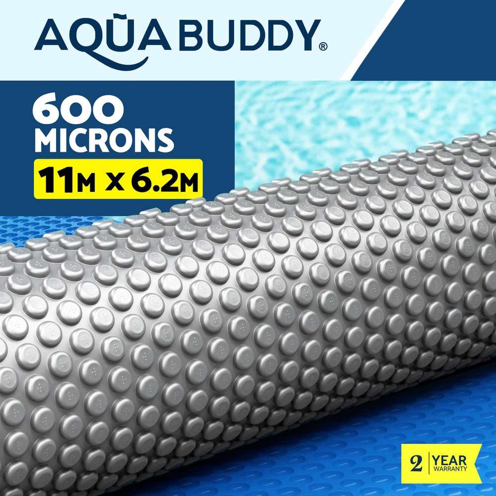 Aqua Buddy Pool Cover 600 Micron 11x6.2m Swimming Pool Solar Blanket Blue Silver