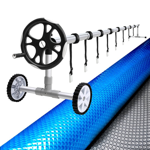 Aqua Buddy Pool Cover 11x6.2m 400 Micron Silver Swimming Pool Solar Blanket 6.55m Roller