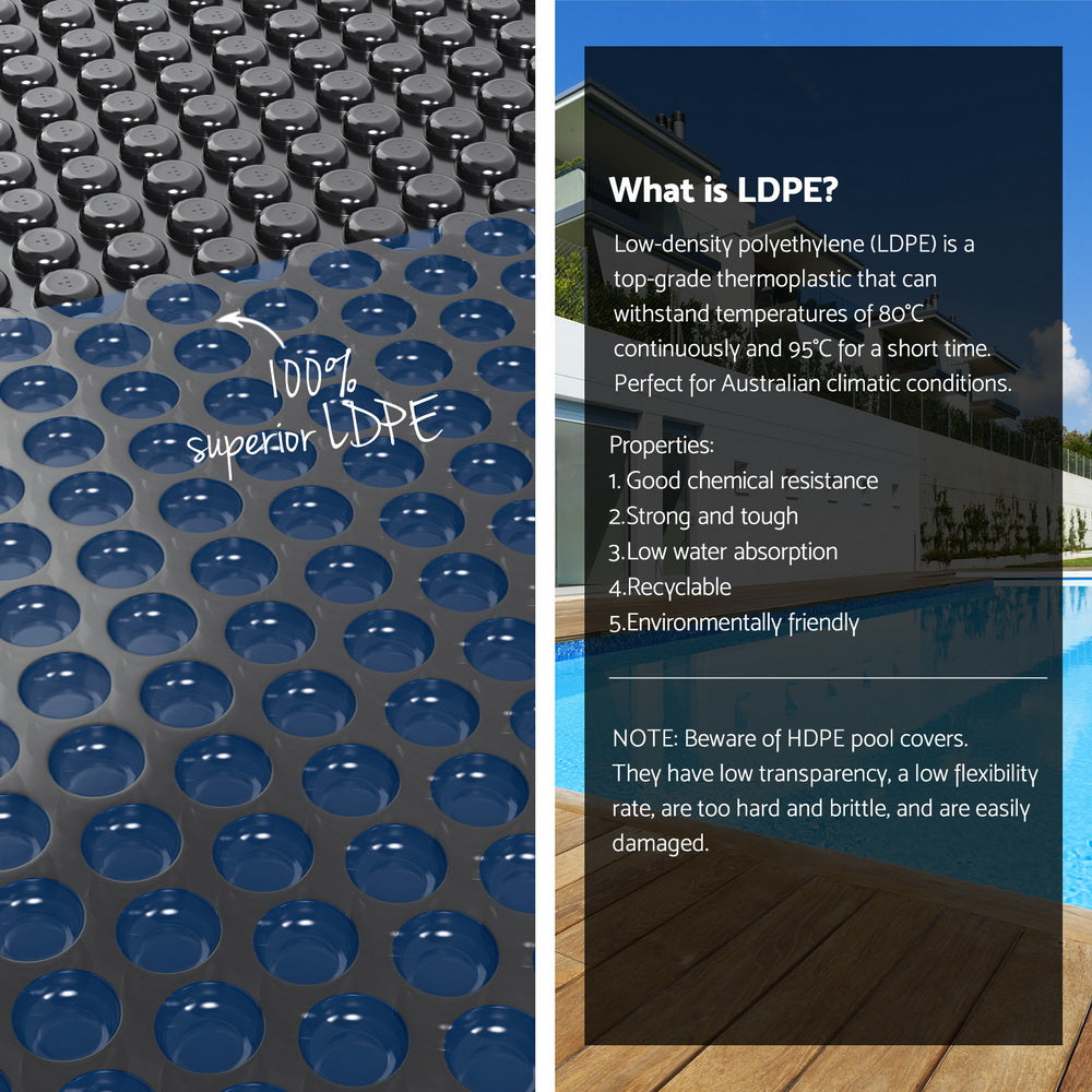 Aqua Buddy Pool Cover 600 Micron 6.5x3m w/ Roller 5.55m Swimming Pools Black Solar Blanket