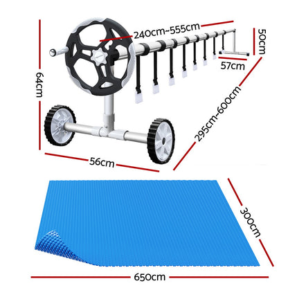 Aquabuddy Pool Cover 600 Micron 6.5x3m w/ Roller 5.55m Swimming Pools Solar Blanket