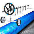 Cubierta para piscina Aquabuddy de 500 micras, 6,5 x 3 m, color plata, manta solar para piscina de 5,5 m, color azul