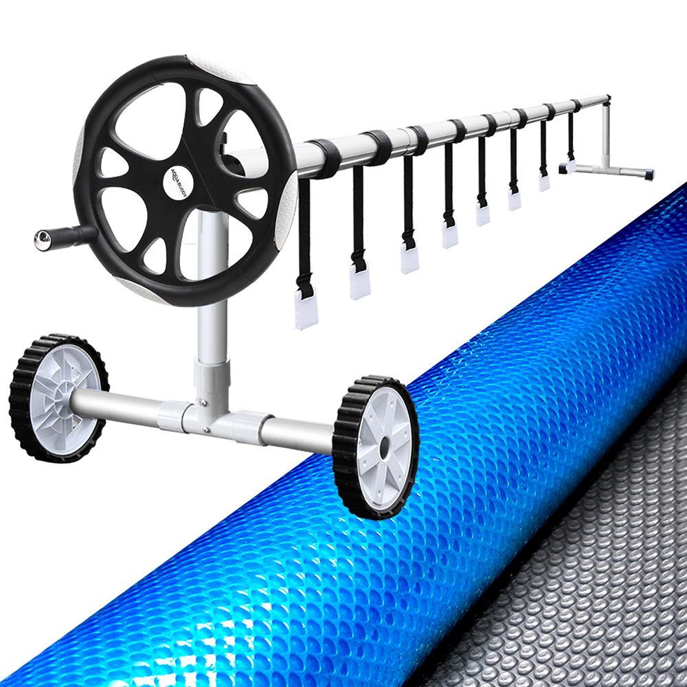 Aquabuddy Pool Cover 8x4.2m 400 Micron Silver Swimming Pool Solar Blanket 5.5m Roller