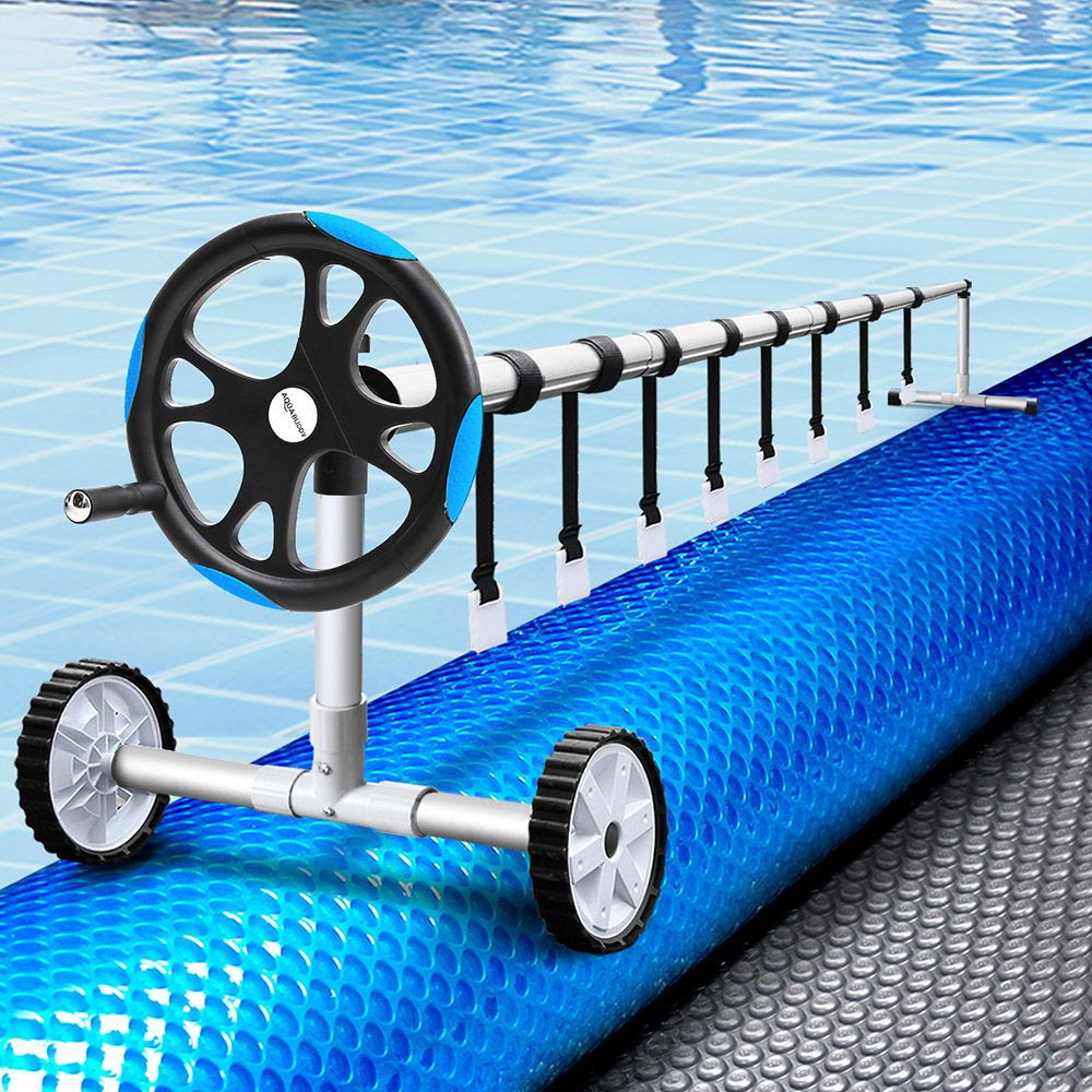 Cubierta para piscina Aquabuddy de 500 micras, 8,5 x 4,2 m, color plata, manta solar para piscina de 5,5 m, color azul