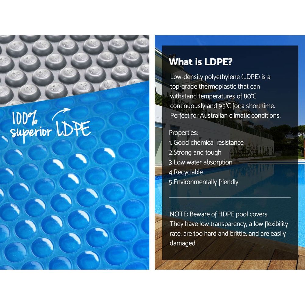 Cubierta para piscina Aquabuddy de 500 micras, 9,5 x 5 m, color plata, manta solar para piscina de 5,5 m, color azul