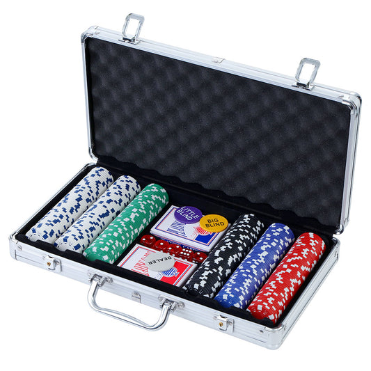 Juego de 300 fichas de póquer para casino, Texas Hold'em, juego de apuestas, juego de mesa, dados, cartas, estuche