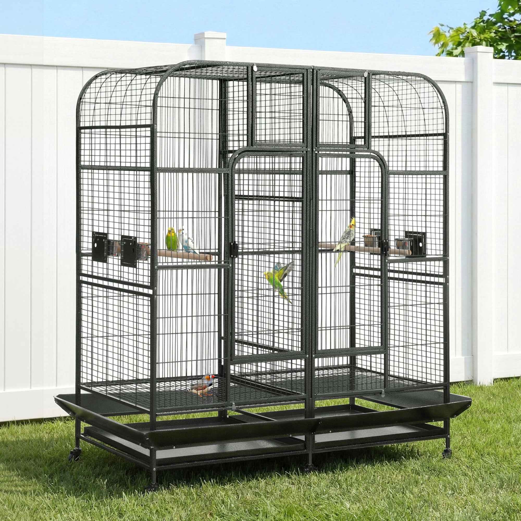 i.Pet Bird Cage Extra Large Aviary 185cm Pet Parrot Cage Castor Wheel Removable Divider